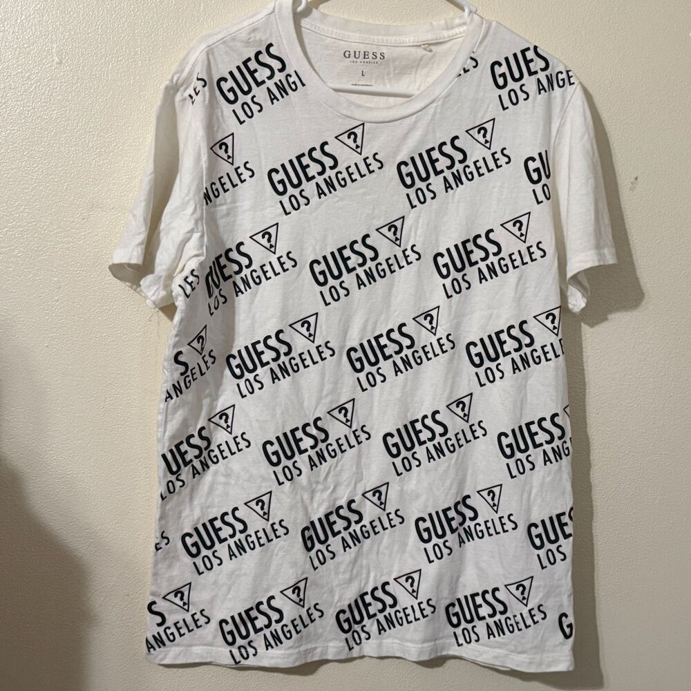 Guess Mens T-shirt White and black size L